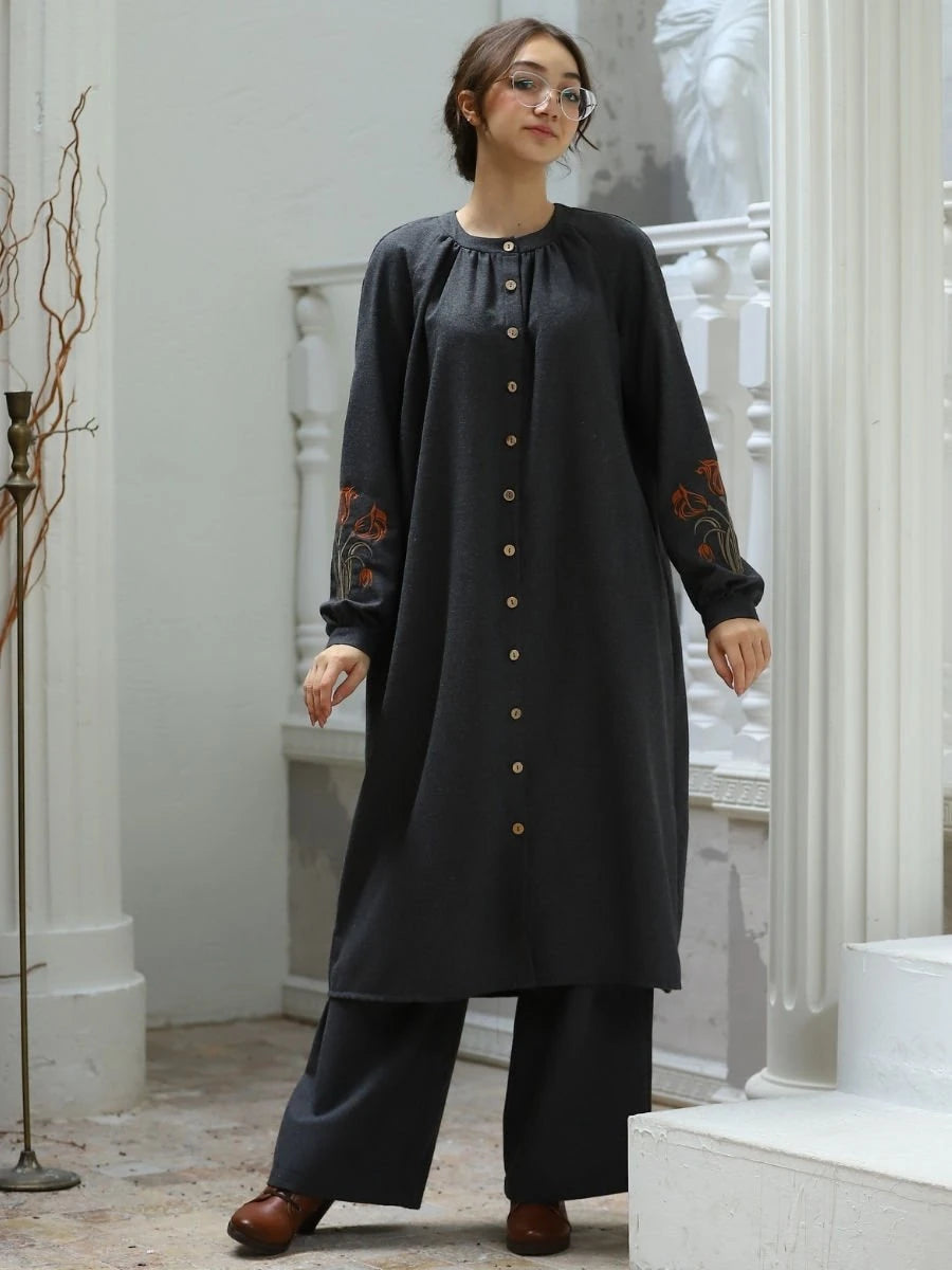 Lale Takım Koyu Gri