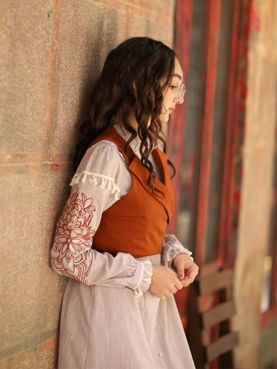 Firuze Elbise Yelek Takım Bej/Kiremit