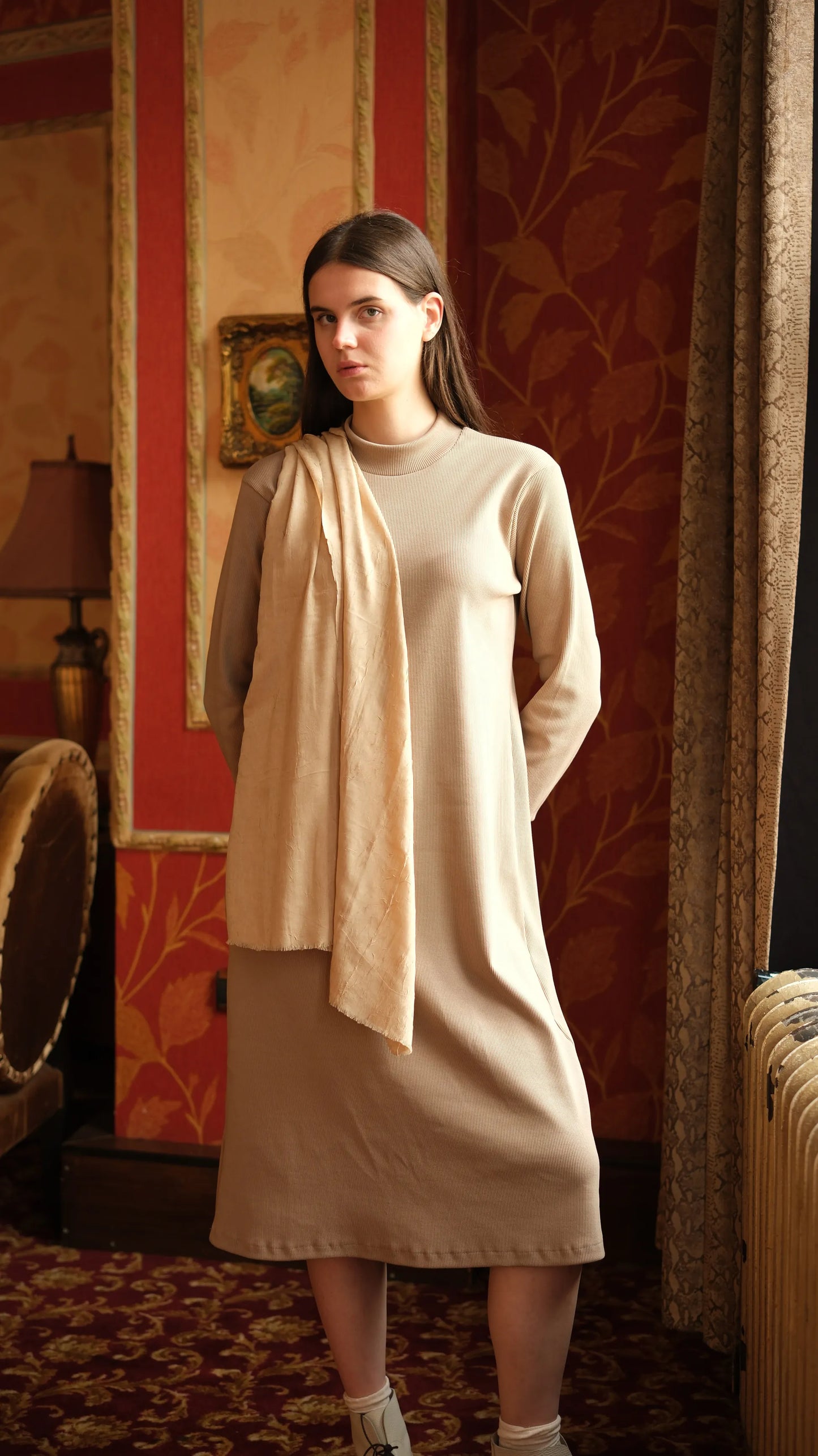 Kaşkorse Tunik Bej + Crash Bambu Şal