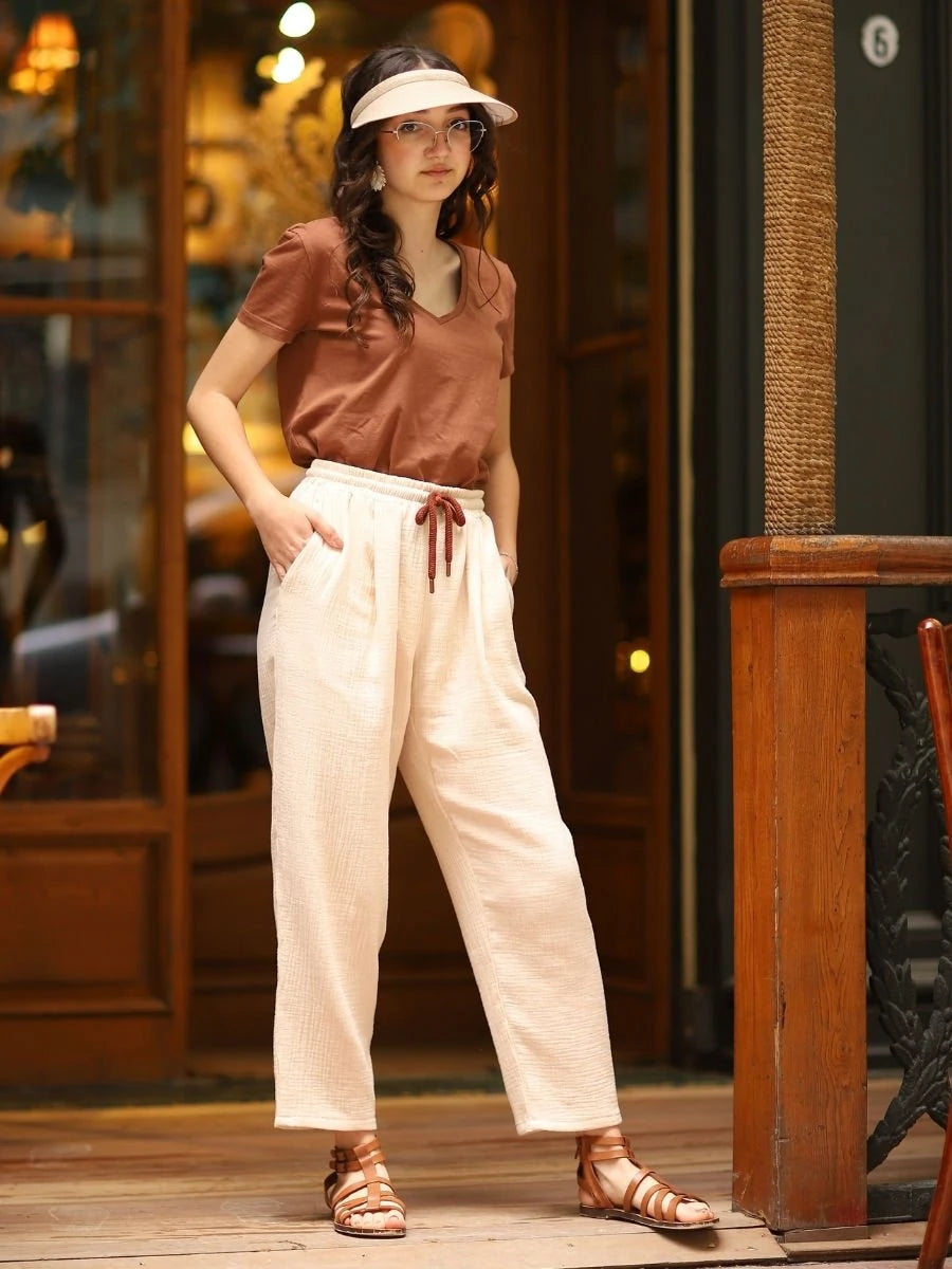 Müslin Pantolon Krem