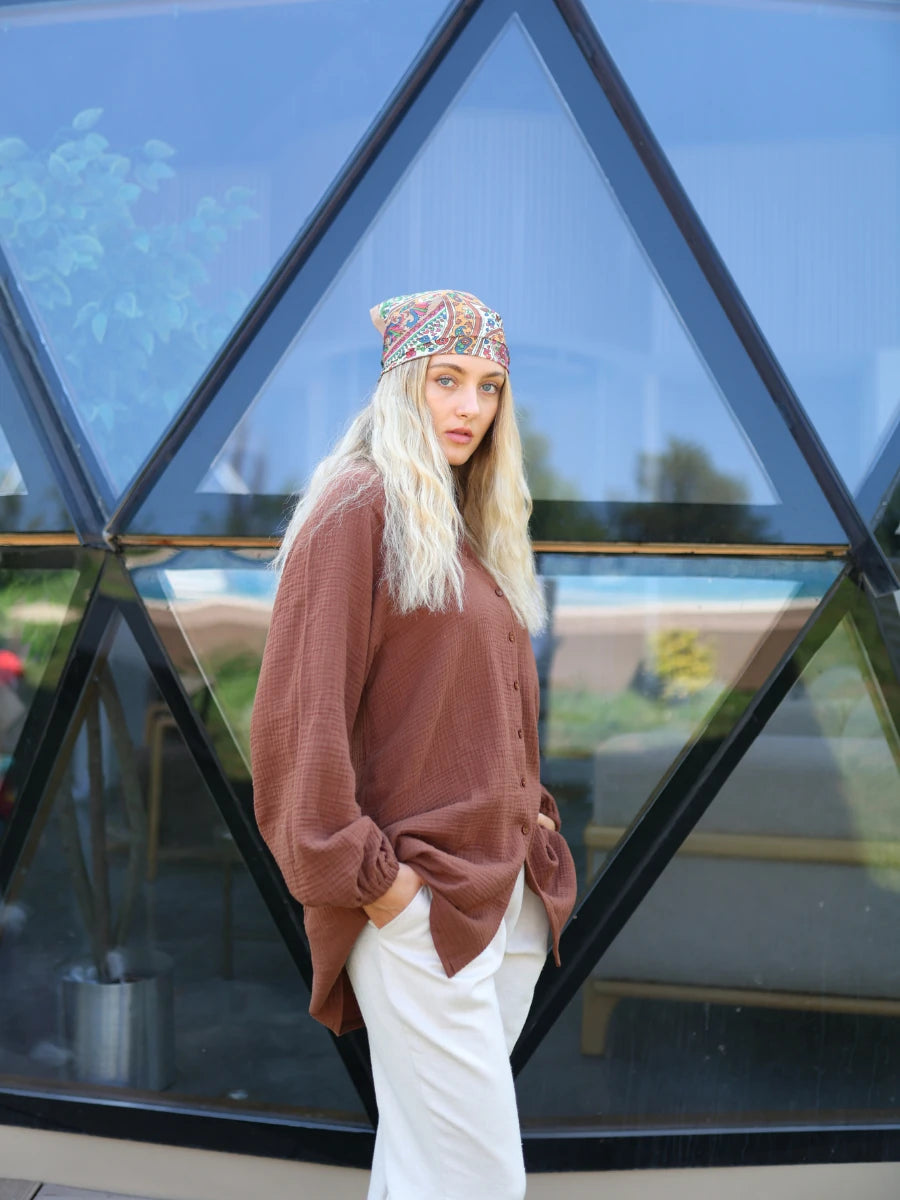 Müslin Gömlek Kahverengi