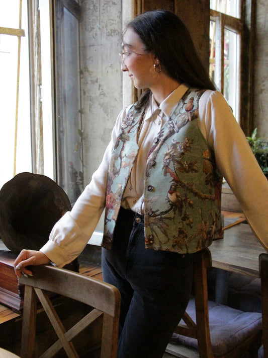 Kuş Desenli Goblen Yelek