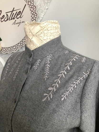 Flanel Yaprak Tunik Gri