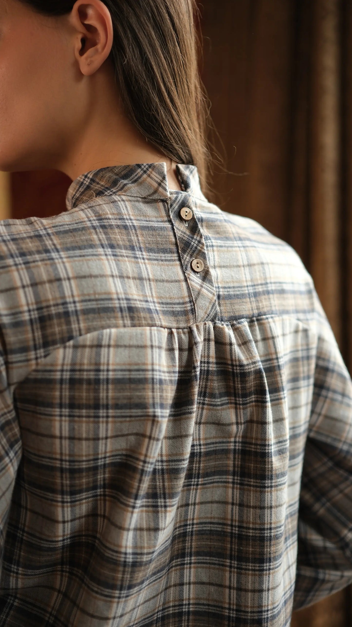 Bloom Ekose Bluz - Bej/Laci