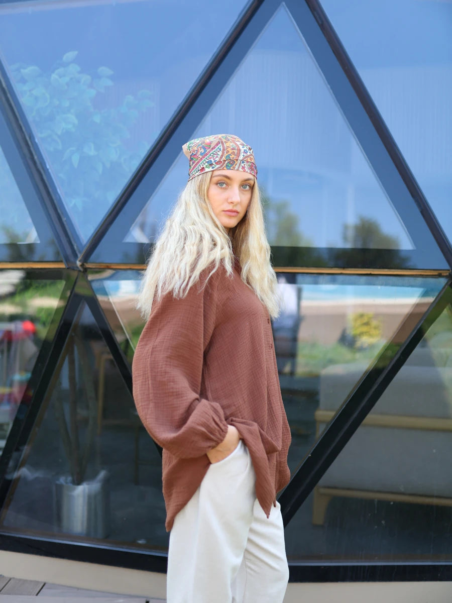 Müslin Gömlek Kahverengi