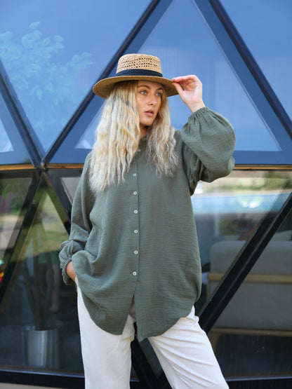 Müslin Gömlek Haki